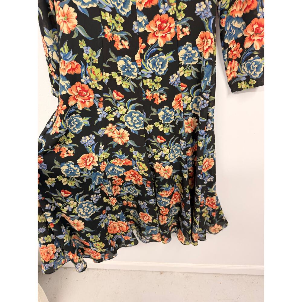VTG Cynthia Rowley GORGEOUS Floral Long Sleeve Dress w/ Tie Bodice SZ 8 EUC - Picture 11 of 11